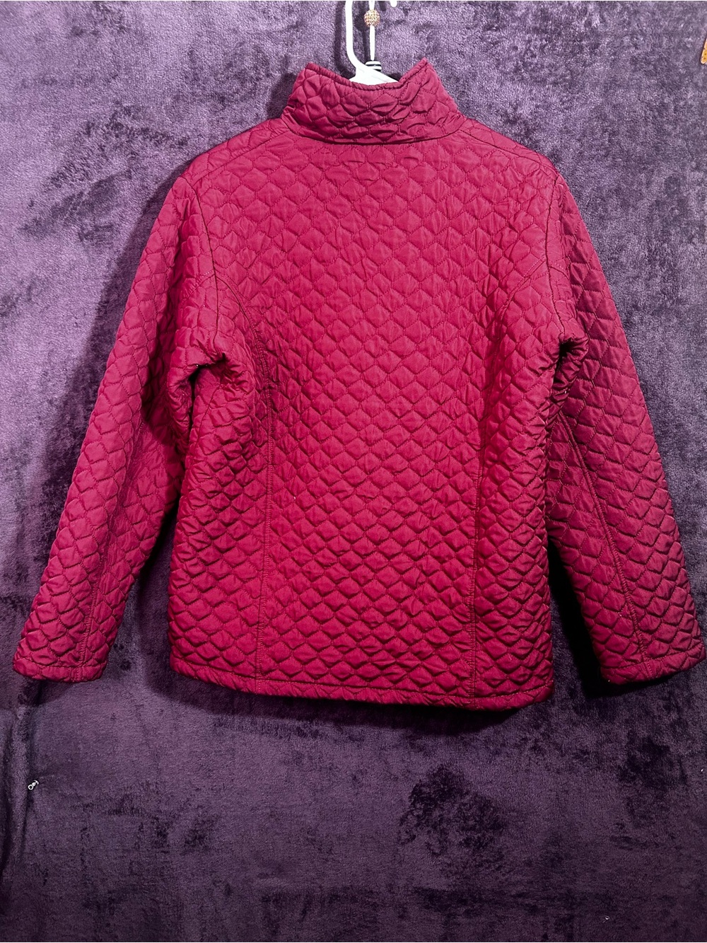 Girls Quilted Zip-Up Puffer Jacket in Raspberry - Picture 2 of 3